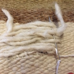 Weaving in and out with a Tapestry Needle, Replacing the Broken Cotton Warp Threads